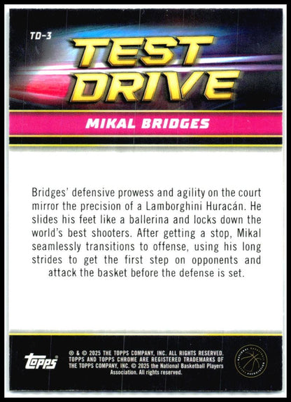 2024-25 Topps Chrome Test Drive #TD-3 Mikal Bridges New York Knicks
