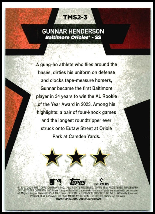 2024 Topps Mega Stars #TMS2-3 Gunnar Henderson Baltimore Orioles
