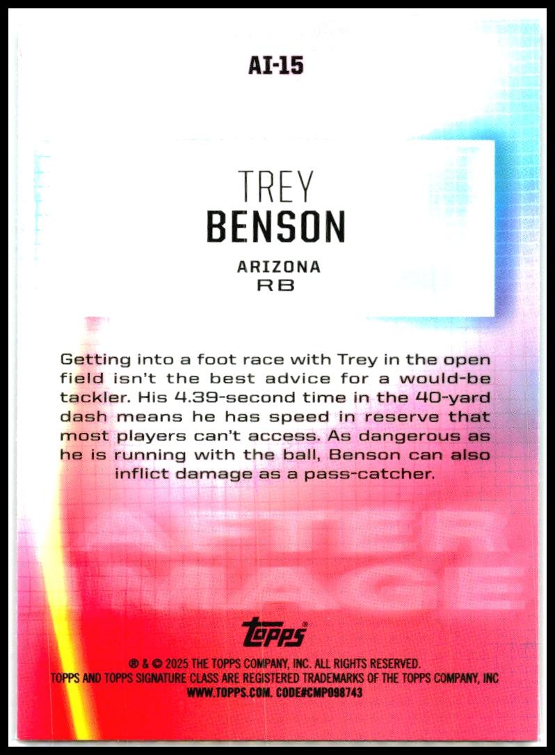 2024 Topps Signature Class After Image #AI-15 Trey Benson Arizona Cardinals