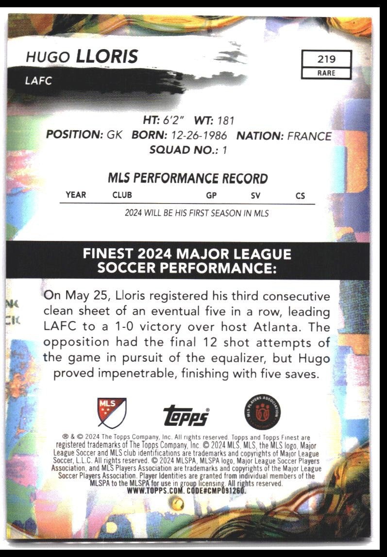 2024 Finest MLS #219 Hugo Lloris Checkerboard Refractor