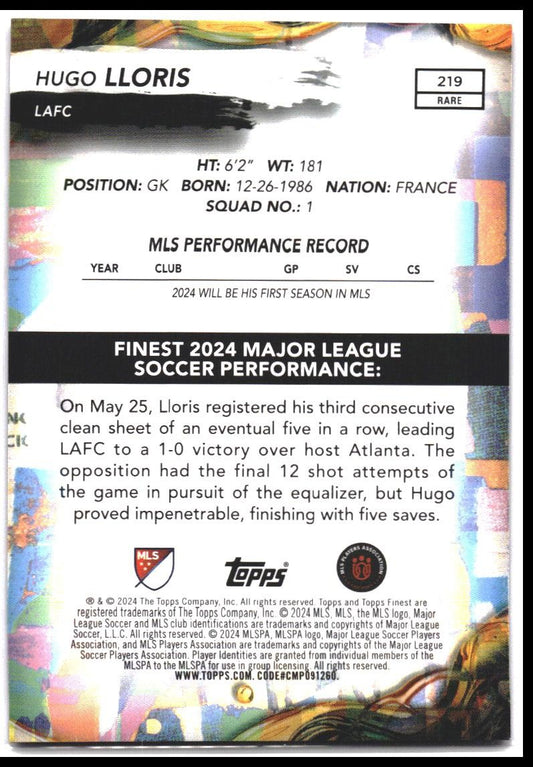 2024 Finest MLS #219 Hugo Lloris Checkerboard Refractor