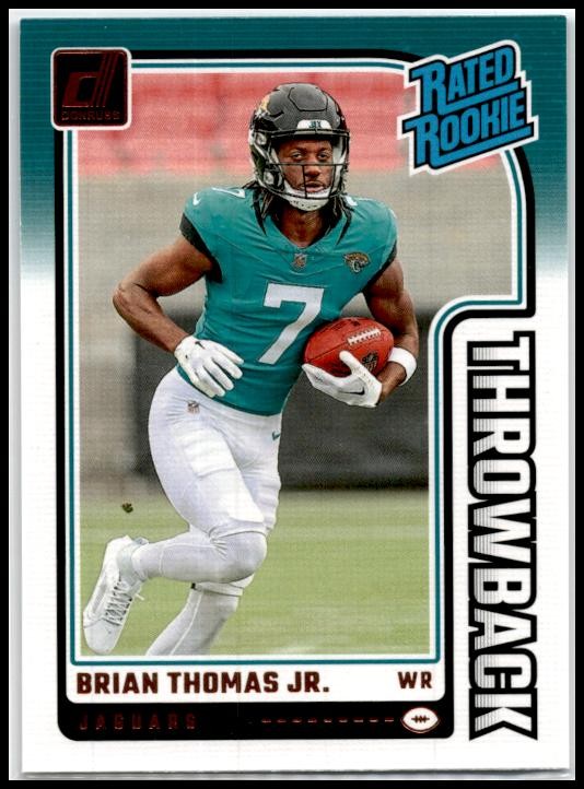 2024 Donruss Rated Rookies Throwback #7 Brian Thomas Jr. Jacksonville Jaguars