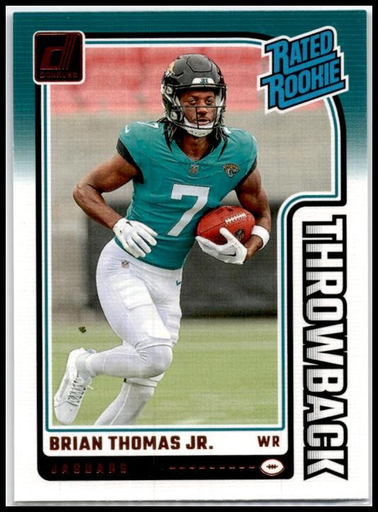 2024 Donruss Rated Rookies Throwback #7 Brian Thomas Jr. Jacksonville Jaguars