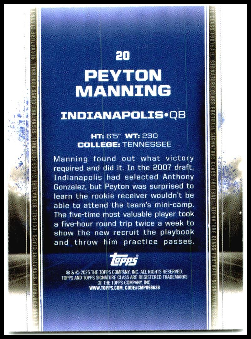 2024 Topps Signature Class #20 Peyton Manning Indianapolis Colts