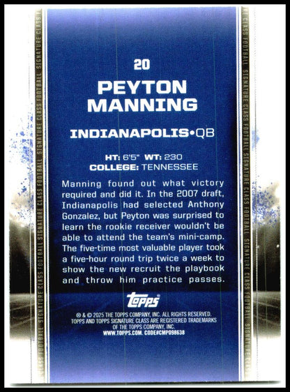 2024 Topps Signature Class #20 Peyton Manning Indianapolis Colts