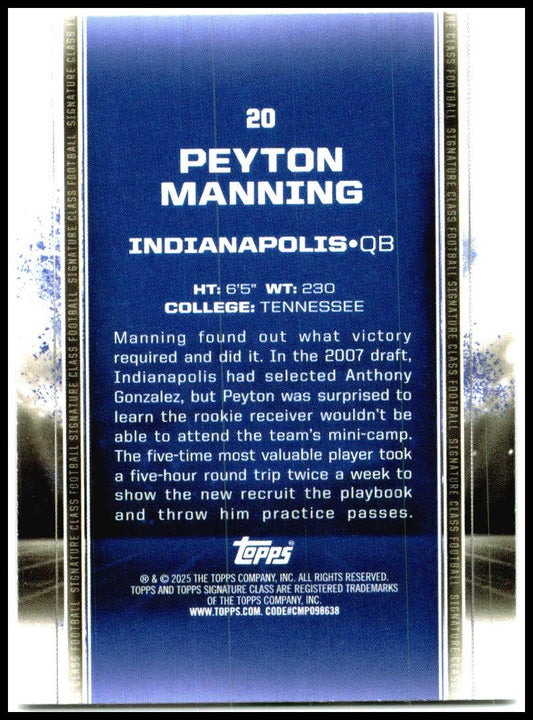 2024 Topps Signature Class #20 Peyton Manning Indianapolis Colts