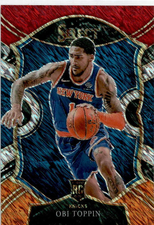 2020-21 Panini Select Red White Orange Flash #68 Obi Toppin New York Knicks