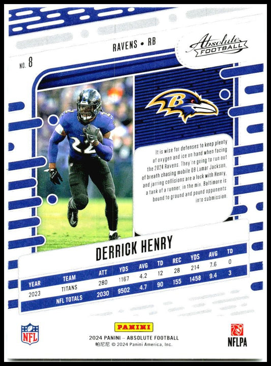 2024 Panini Absolute #8 Derrick Henry Baltimore Ravens