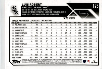 2023 Topps Chrome Pink Refractror #125 Luis Robert Chicago White Sox