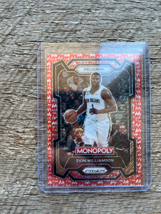 2023-24 Prizm MONOPOLY Red Millionaire Prizm #018 Zion Williamson /100 Pelicans