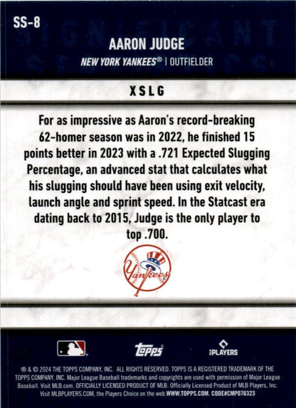 2024 Topps Significant Statistics #SS-8 Aaron Judge New York Yankees
