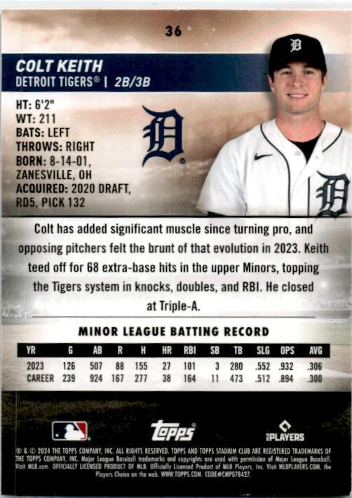 2024 Stadium Club Red Foil #36 Colt Keith Detroit Tigers