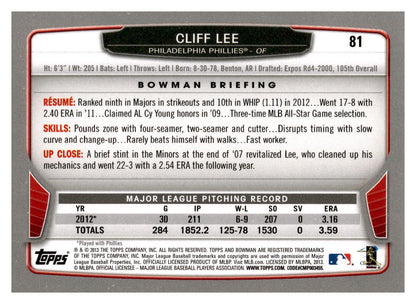 2013 Bowman #81 Cliff Lee
