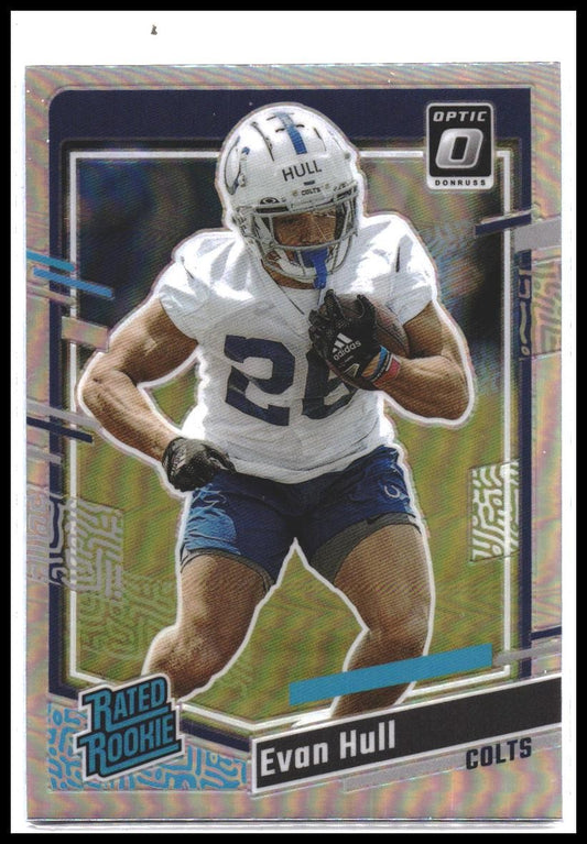 Evan Hull #344 2023 Donruss Optic Rated Rookie Preview Holo Prizm Rookie RC