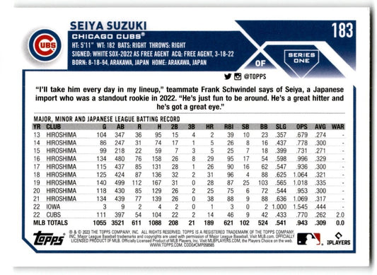 2023 Topps Seiya Suzuki Chicago Cubs #183