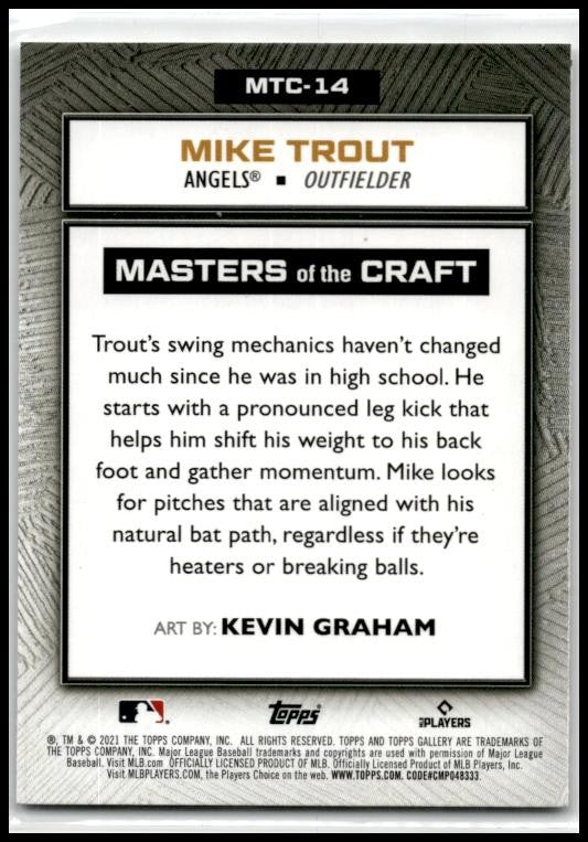 2021 Topps Gallery Masters of the Craft #MTC-14 Mike Trout Los Angeles Angels