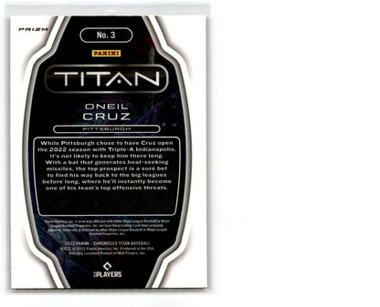 2022 Panini Chronicles Titan Pink Pulsar #3 Oneil Cruz Pittsburgh Pirates
