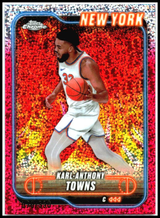 2024-25 Topps Chrome Magenta Speckle Refractor #52 Karl-Anthony Towns Knicks
