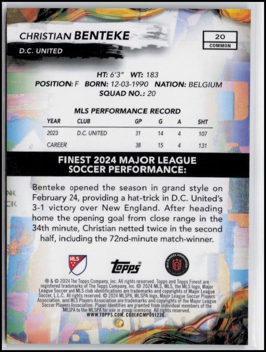 2024 Finest MLS #20 Christian Benteke Checkerboard Refractor