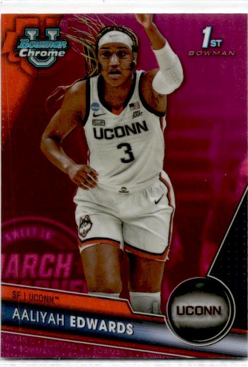 2023-24 Bowman University Chrome Pink Refractor #19 Aaliyah Edwards Mystics