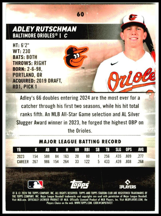 2024 Stadium Club #60 Adley Rutschman Baltimore Orioles