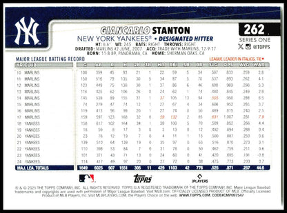 2025 Topps #262 Giancarlo Stanton New York Yankees