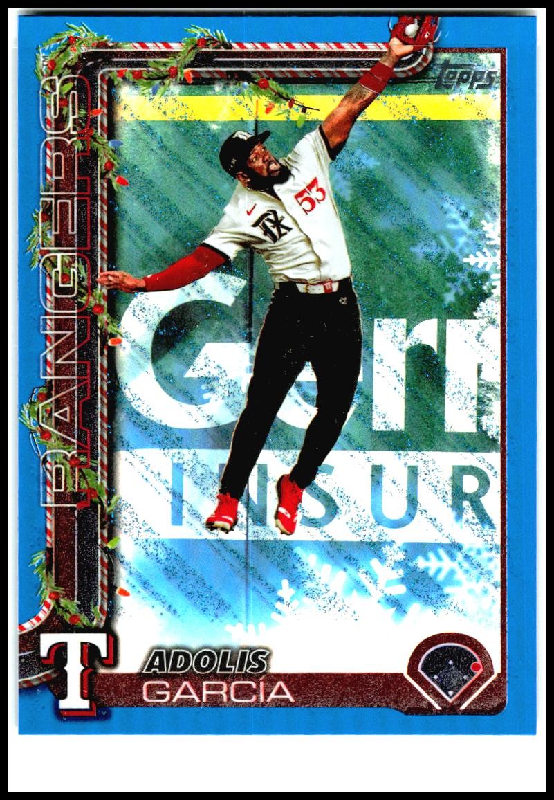 2025 Topps Holiday Blue Metallic Glitter Holiday #H61 Adolis García Texas