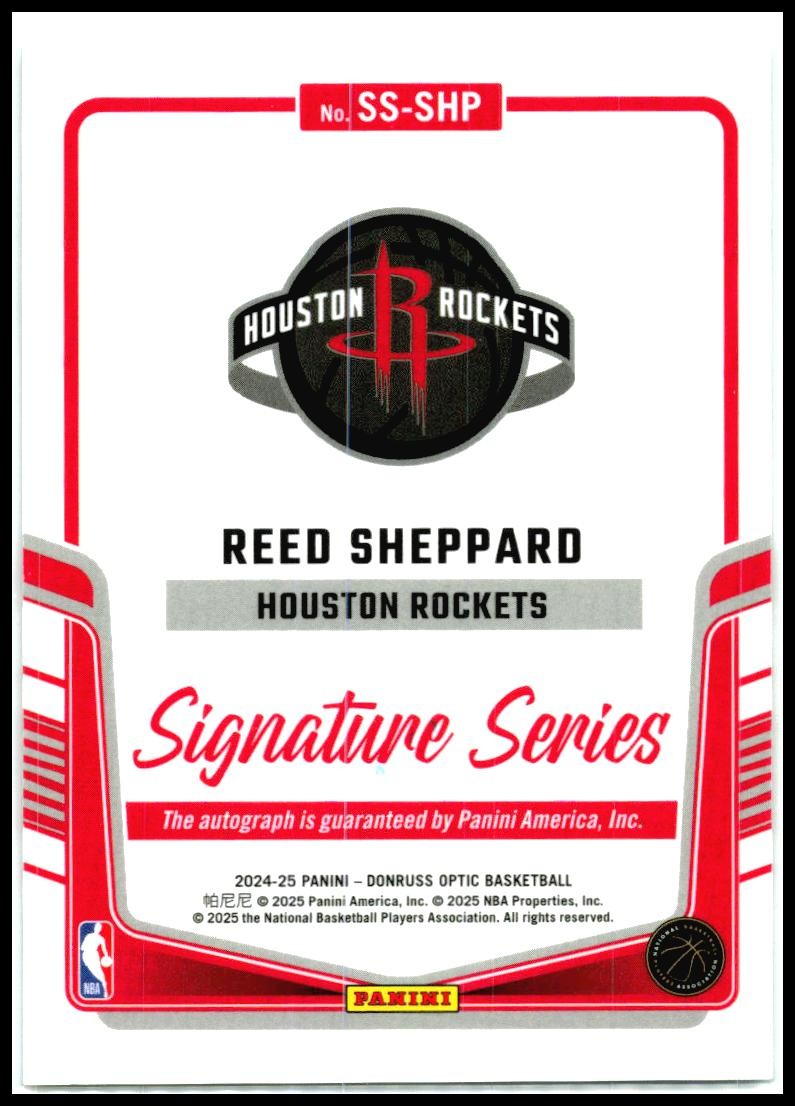 2024-25 Donruss Optic Signature Series #SS-SHP Reed Sheppard Auto Houston