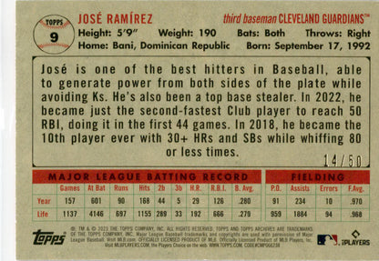 2023 Topps Archives Red Hot Foil #9 José Ramírez Cleveland Guardians /50
