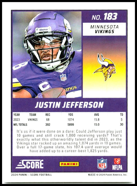 2024 Score #183 Justin Jefferson Minnesota Vikings