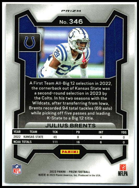 2023 Panini Prizm Red White and Blue #346 Julius Brents Indianapolis Colts