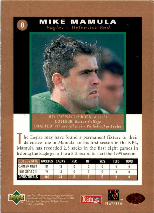 1995 SP #8 Mike Mamula Rookie Philadelphia Eagles