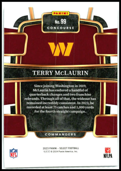 2023 Panini Select Silver Prizms Die Cuts #99 Terry McLaurin Washington