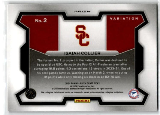 2024 Panini Prizm Draft Picks Prizms Purple Wave Variation #2 Isaiah Collier USC