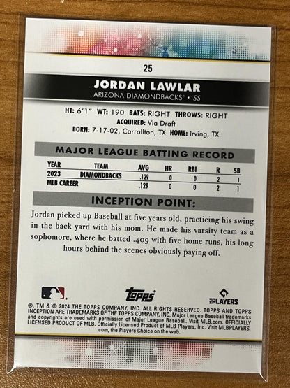 2024 Topps Inception #25 Jordan Lawlar Rookie Arizona