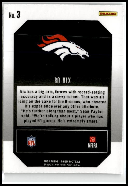 2024 Panini Prizm Emergent #3 Bo Nix Denver Broncos