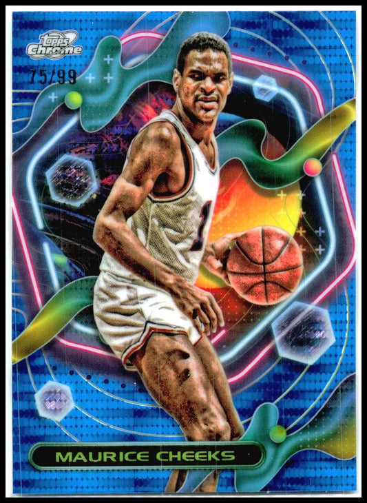 2024-25 Topps Chrome Cosmic Blue Moon Refractor /99 #97 Maurice Cheeks
