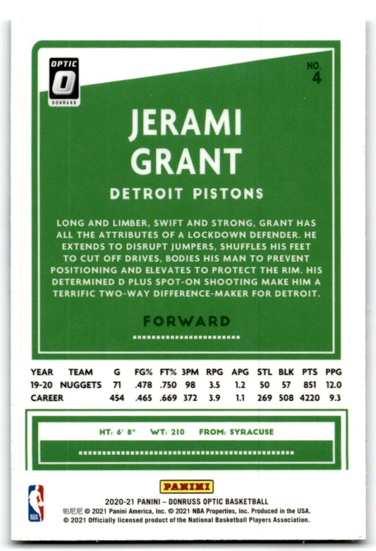 2020-21 Donruss Optic Jerami Grant Detroit Pistons #4