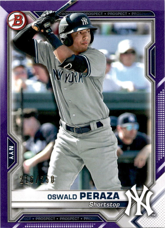 2021 Bowman Purple  #BP-50 Oswald Peraza 216/250  New York Yankees