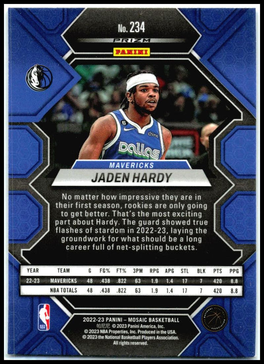 2022-23 Panini Mosaic Reactive Blue #234 Jaden Hardy Rookie Dallas Mavericks