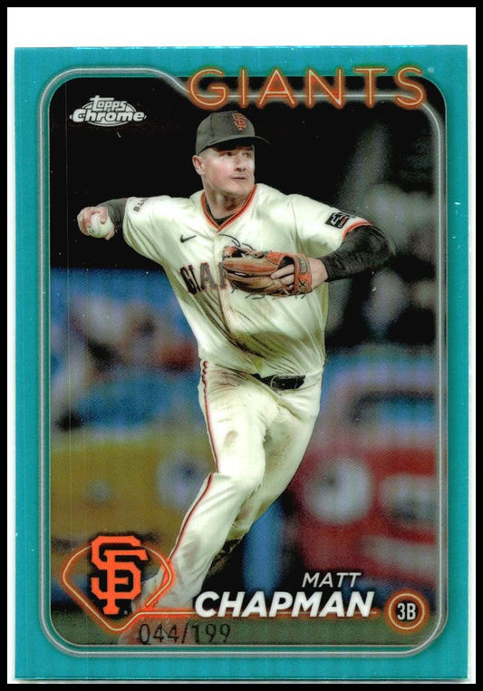 2024 Topps Chrome Aqua Refractors #81 Matt Chapman #/199 San Francisco Giants