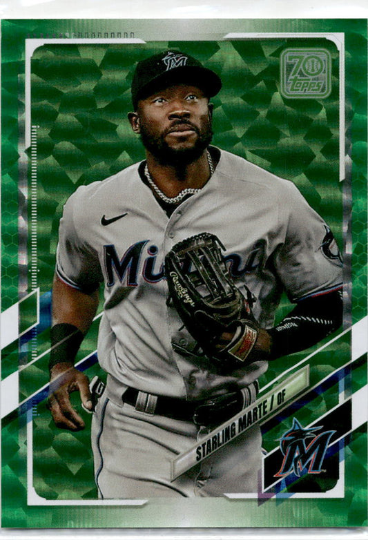 2021 Topps Green #49 Starling Marte 015/499  Miami Marlins