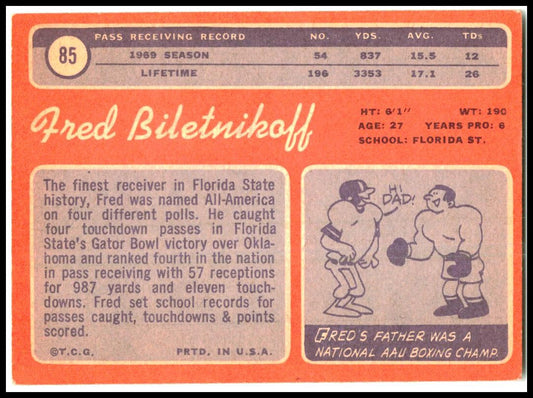 1970 Topps #85 Fred Biletnikoff Oakland Raiders