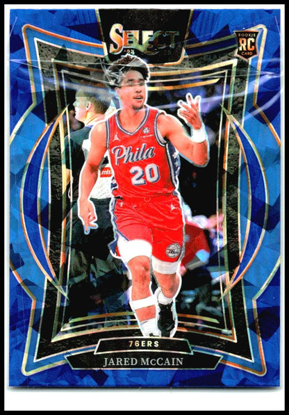 2024-25 Panini Select Blue Cracked Ice Prizm #82 Jared McCain Rookie 76ers