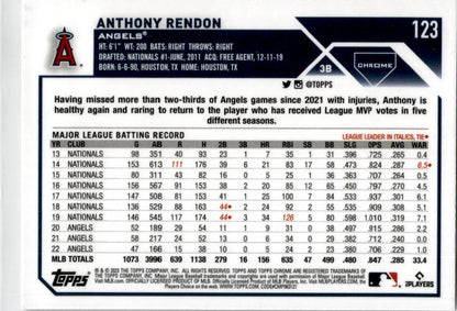 2023 Topps Chrome Sepia Refractor #123 Anthony Rendon Los Angeles Angels