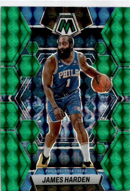 2022-23 Panini Mosaic Green #55 James Harden Philadelphia 76ers