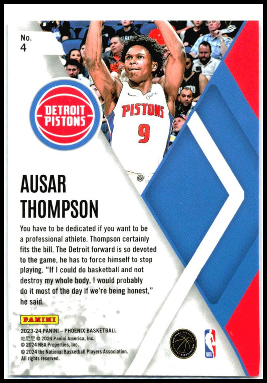 2023-24 Panini Phoenix Instant Phenom Phoenix Blue Ice #4 Ausar Thompson Pistons