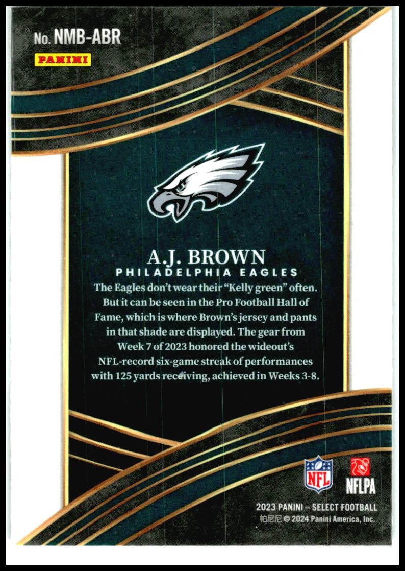 2023 Panini Select Numbers #NMB-ABR A.J. Brown Philadelphia Eagles