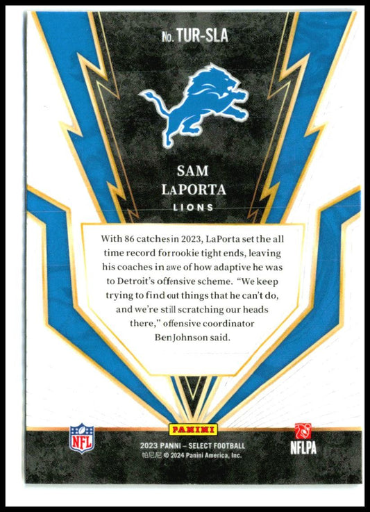 2023 Panini Select Turbocharged #TUR-SLA Sam LaPorta Detroit Lions