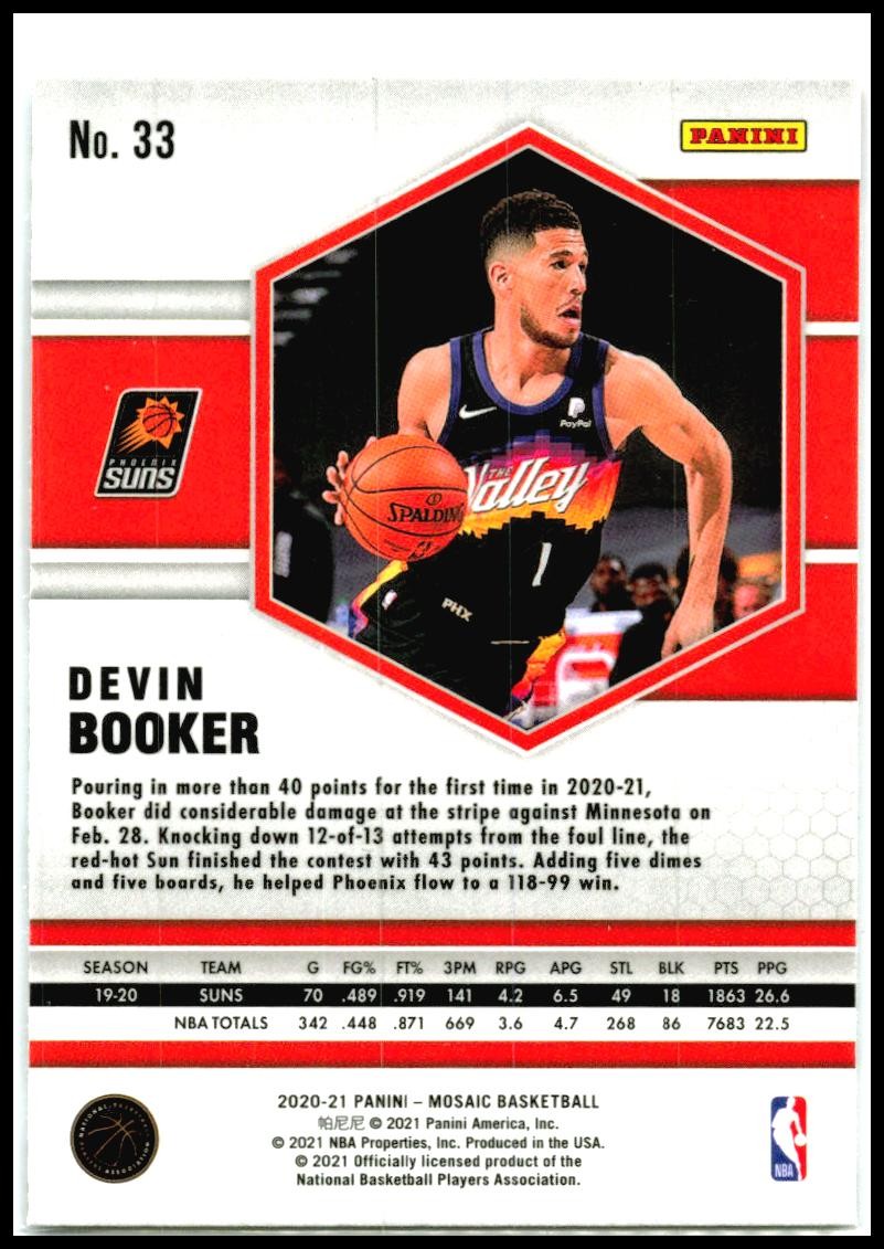 2020-21 Panini Mosaic #33 Devin Booker Phoenix Suns